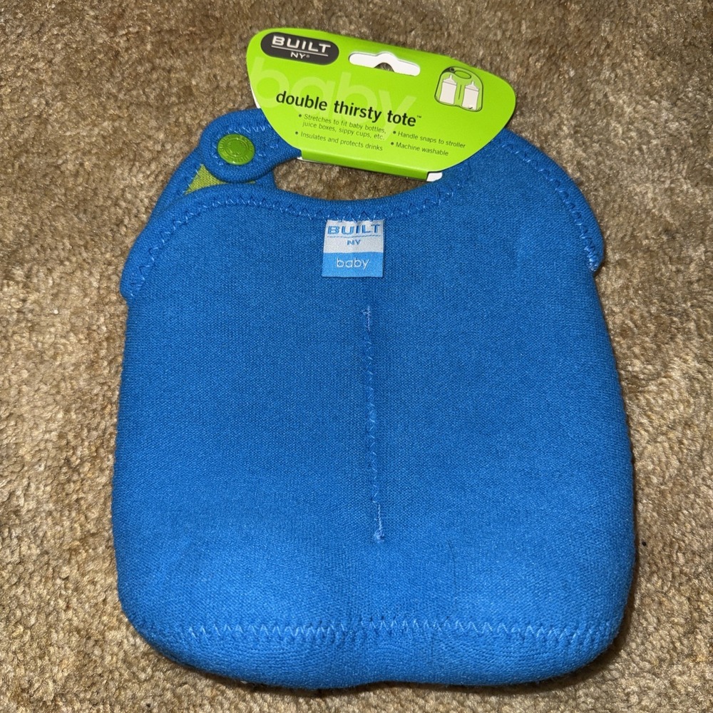 Built NY Double Thirsty Tote Neoprene Insulated Baby Bag Holder Blue NWT